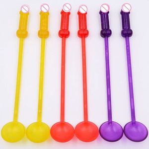 Produit de boutique érotique Vaisselle de fête sexy Drôle en forme de pénis en plastique 6 pièces/ensemble Cuillère sexuelle pour bar pour adultes Fournisseur de jouets sexuels - Product Image 2