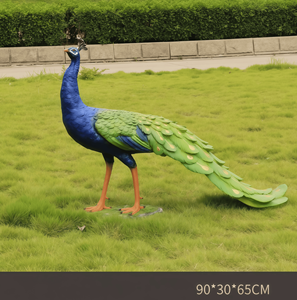 Tuinsimulatie Pauw Fiberglass Sculptuur - Huishoudelijk product Vogelornament voor huisdecoratie - Product Image 5