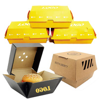 Boîte à hamburger personnalisée de haute qualité, design de marque, emballage pour la restauration rapide, boîte à hamburger compostable en papier kraft ondulé