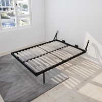Meuble de salon et de chambre à coucher, lit murale, grande taille, avec étagères, meubles supplémentaires et canapé bleu