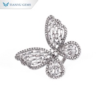 Bague papillon en cuivre tendance hip-hop Tianyu Gems, zircon, design ajouré, bague tendance, vente en gros
