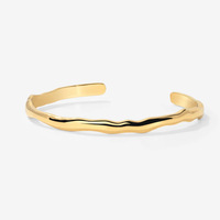 LUCKYJIU Fabricant de bijoux sur mesure en gros, bracelet manchette ondulé en acier inoxydable plaqué or 18 carats, résistant à l'eau et à la ternissure