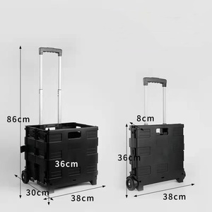 पोर्टेबल ढहने वाले रोलिंग 2 व्हील चढ़ाई फोल्डेबल सुपरमार्केट शॉपिंग प्लास्टिक ले हाथ ट्रॉली गाड़ी - Product Image 5