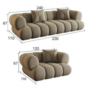 Canapé Modulable Nuage Crème Moderne, Canapé Chenille Scandinave de Luxe, 3 Places en Tissu d'Angle en L, Mobilier de Salon - Product Image 4