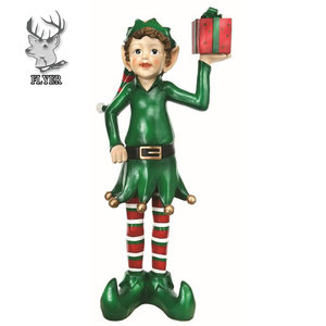 Décoration de vacances Résine Art Cadeau Elfe de Noël Dessin Animé Grande Statue d'elfes grandeur nature en fibre de verre à vendre - Product Image 6