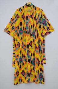 เสื้อคลุมคอวีคอตตอน100% ชุดคลุมคอวีพิมพ์ลายกิโมโนสไตล์โบฮีเมียนสไตล์ลำลองสำหรับฤดูร้อนฤดูใบไม้ผลิและงานแต่งงาน - Product Image 3