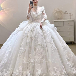 Vestidos de Novia de Gala con Mangas Largas, Lentejuelas y Cuentas, Cola Larga, Vestidos de Novia Lsjj99 - Product Image 3