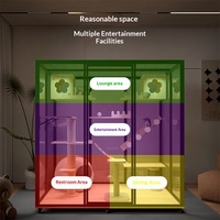 Villa pour chat d'intérieur, espace extra-large, cage panoramique en verre, aluminium et bois, vitrine luxueuse pour animaux de compagnie, pour chats de taille moyenne