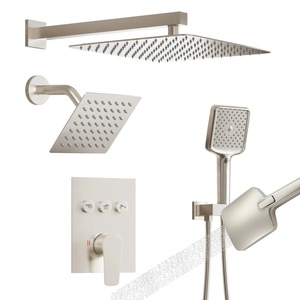 12+ 6inch American Style Stainless Steel Matte Black Concealed Wall-Mounted Four-Function Dual <b>Shower</b> <b>System</b> Handheld Hotel BXW- - Product Image 4