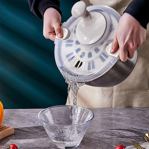 <span class=keywords><strong>Essoreuse</strong></span> à <span class=keywords><strong>salade</strong></span> en acier inoxydable 304, grande, pour sécher la laitue, laver les légumes et les fruits avec drain - Product Image 2