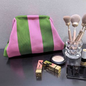 Color Block Stripe Knit Dumpling Bag <b>Summer</b> Vacation Women Clutch Bag Striped Woven Cosmetic Makeup Pouch <b>Handbag</b> - Product Image 6