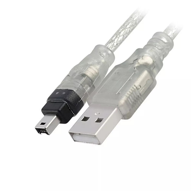 IEEE-1394 FireWire ILink DV Cable 4Pin Male to USB 2.0 Male PVC Jacket Twisted Pair with Braid Shielding for Camera and Computer