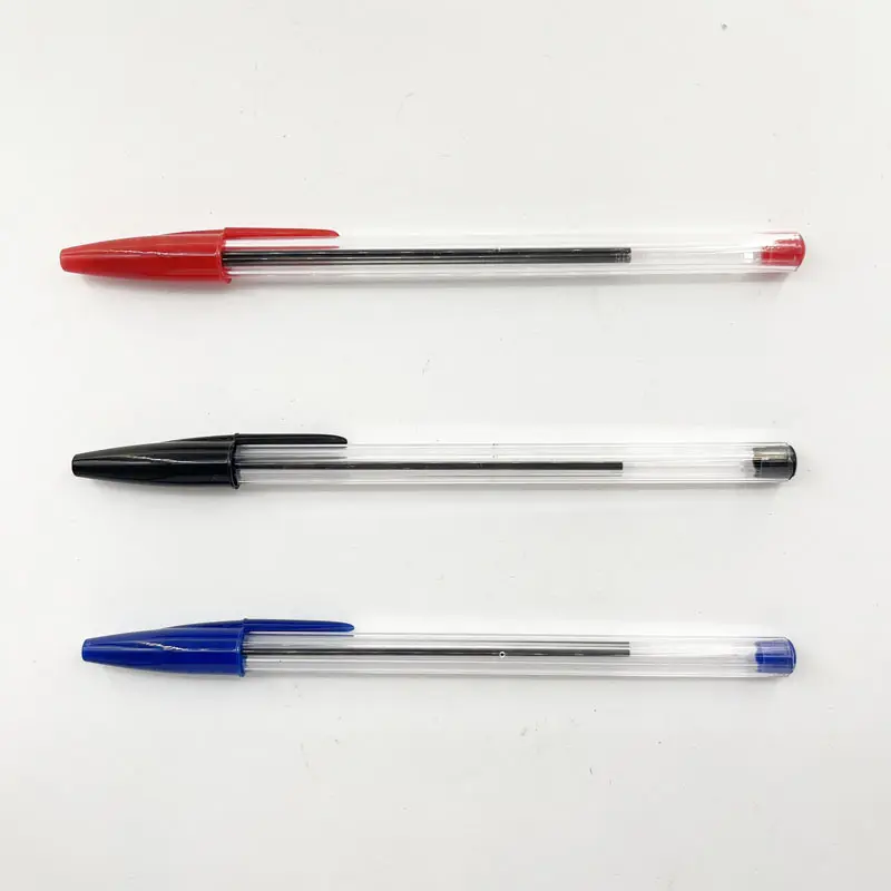 סיטונאי 1.0mm כדורי עט אדום כחול שחור שמן דיו משרד מכתבים עט פלסטיק פשוט כדור עט