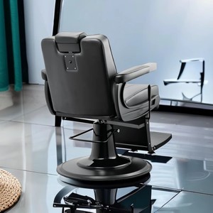 Fauteuil de Barbier Professionnel Rétro QuMeng Robuste Tout Noir, Chaise de Coiffure de Luxe pour Salon de Coiffure, Prix de Gros - Product Image 3