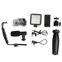 Gros streaming en direct photographie éclairage vlog kit support de trépied de téléphone portable avec lumière LED et microphone