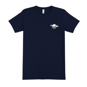 Reflection By Ninhol T-Shirt Navy Blue Minimalist Sun <b>Cloud</b> Design Unisex Casual Wear - Product Image 2