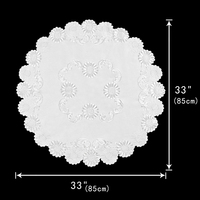 Nappe ronde de mariage en polyester blanc bon marché, brodée à la main en jacquard, sur mesure OWENIE, 33 pouces, avec dessous de plat rond