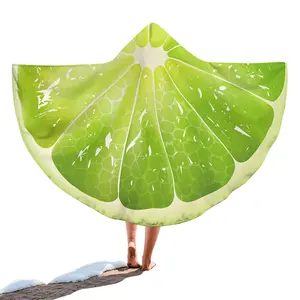 Custom Wholesale Microfiber Novelty Fruits Lemon Water Melon Dragon Fruit Print Poncho Towel with Hood