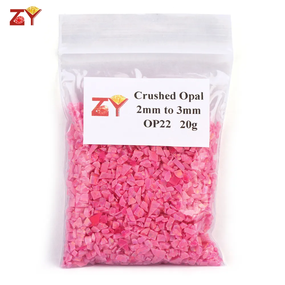 Zhengyong Jewelry OP22 Pink Color 2mm to 3mm Synthetic Crushed Fire Opal