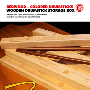 JBK Baguettes de batterie et baguettes en bois de haute qualité, boîte de rangement, ensemble de baguettes de couleur séquoia pour batteur - Product Image 3