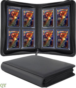 QY 4 Pocket Waterproof PU Trading <b>Card</b> <b>Binder</b> 128 Slot Collection Album with Removable Sleeves <b>Card</b> Holder - Product Image 1