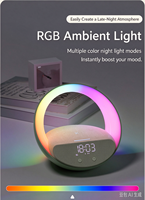 Horloges numériques avec radio FM RGB, lumière de nuit à intensité réglable, variateur d'intensité, 12/24H, chambre à coucher, avec haut-parleur, chargeur sans fil