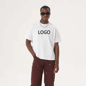 Tela personalizada impressão Heavyweight 100% Algodão tshirt de Alta Qualidade 240GSM Plain pro clube Streetwear boxy fit Oversized Men T Shirt
