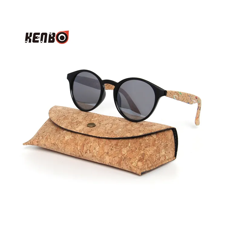 Gafas de sol polarizadas de grano de bambú de madera redonda de alta calidad Kenbo con estuche gafas de sol de madera con logotipo personalizado