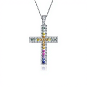 Colgante de la serie Counterattack de aleación vintage con incrustaciones de plata 925, corindón y cristal de diamantes de imitación - Product Image 1