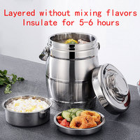 Boîte à lunch isotherme à double paroi en acier inoxydable 1-3L Grande capacité Double compartiment Sous vide Portable Facile à nettoyer Qualité alimentaire