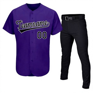Maillot de baseball violet personnalisé avec nom d'équipe et numéro 00, broderie 3D, encolure cœur, bretelles en X, unisexe, manches longues, coupe classique - Product Image 1