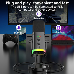 YU8 Enregistrement de jeu Microphone dynamique en streaming en direct Éclairage RVB coloré <span class=keywords><strong>XLR</strong></span> et <span class=keywords><strong>Micro</strong></span> USB Plug and Play Podcast Equipment Mic - Product Image 3