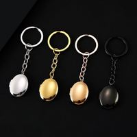 Vente directe d'usine, boîte photo, miroir en acier inoxydable, porte-clés ovale lisse, porte-clés en forme de cœur