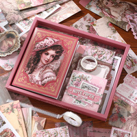 Simno Vintage 140 articles, kit de collage pour journaux vintage et objets éphémères, carnet A6 quadrillé, autocollants Washi, ruban adhésif, ensemble de loisirs créatifs DIY