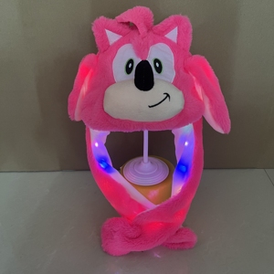 Sombrero peludo con orejas en movimiento <span class=keywords><strong>Sonic</strong></span> airbag niños dibujos animados divertido sombrero con orejas brillantes - Product Image 4