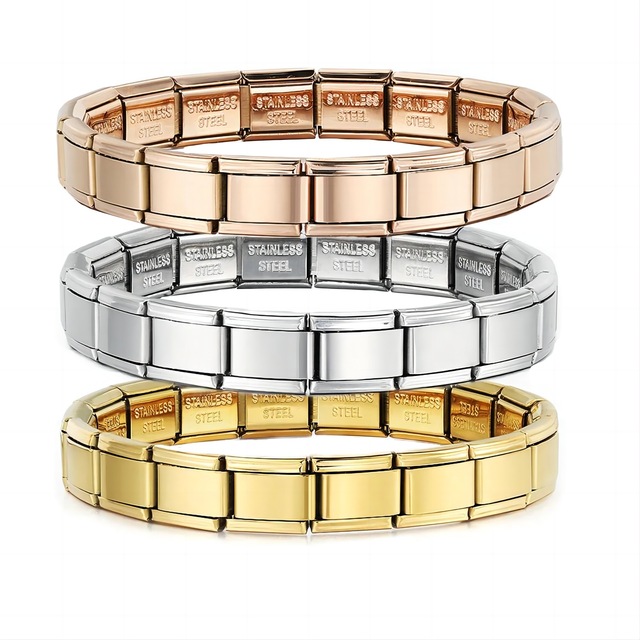 DIY Link Bracelets Bangles High Polished 9mm Classic Stainless Steel Splicing Elastic Detachable Module Italian Charm Bracelet