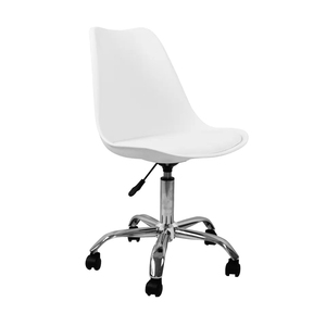 <span class=keywords><strong>Silla</strong></span> de oficina con ruedas de <span class=keywords><strong>tulip</strong></span>án giratoria de plástico blanco de altura ajustable moderna popular al por mayor - Product Image 1