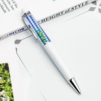 Stylo publicitaire personnalisé en PVC avec object flottant, stylo à bille rotatif DIY avec impression couleur du LOGO