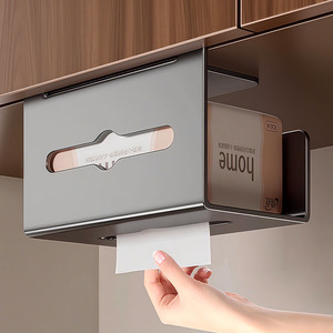 Kitchen Paper Towel Holder Wall Mounted Rectangle Punch Free Storage Box For Cabinet Door Tissue Roll Wet Wipes - Product Image 1