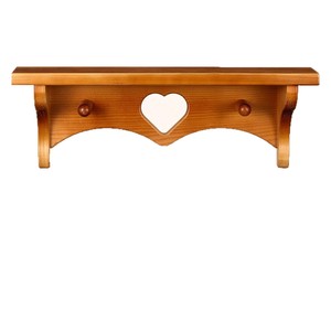 Wooden Wall Mount Storage Rack With Heart Cutout And <b>Hooks</b> For Toys Books And Kitchen Utensils - Product Image 5