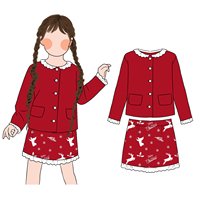 Ensemble Robe et Jupe à Capuche Florale Confortable pour Filles Adolescentes Enfants Vente Saisonnière Inspiré de Noël Doublé pour l'Automne