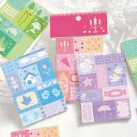 50 pièces par paquet de notes autocollantes, papier de journal artisanal, série Menthe Monsoon Raisin Glace Pilée, notes autocollantes détachables