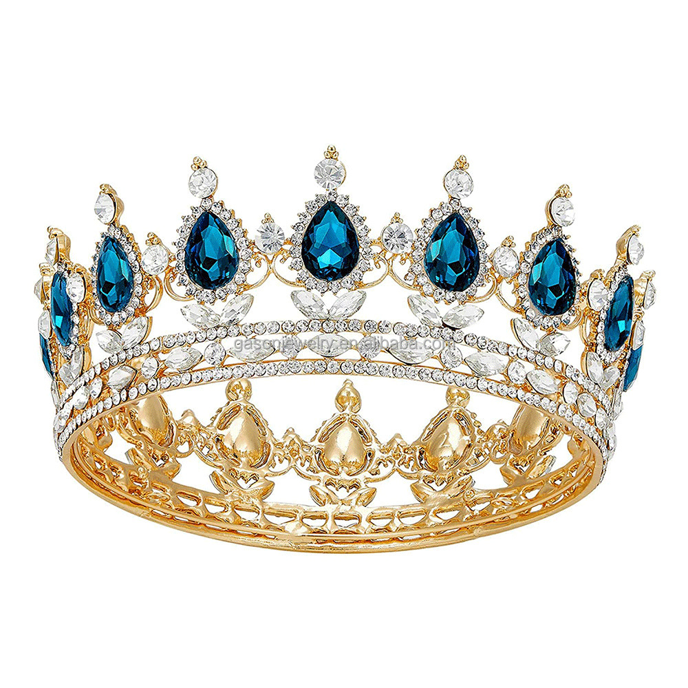 免费定制混合手工银锆石钻石新娘婚礼金冠