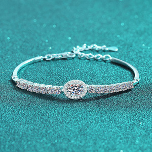 1ct Taille Ovale 2.4ct Bleu Moissanite Diamant S925 Sterling Silver Fine Jewelry Bracelet Plaqué Rhodium Femmes Fiançailles - Product Image 3