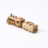 Modèle de train à vapeur en bois 3D pour la production en masse, commande en gros pour les amateurs et la décoration, idéal comme cadeau