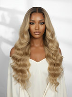 Perruque brésilienne 12A Toffee Swirl Blonde, ondulations lâches, 13x4 pour Lace Front, cheveux bruts doublement étirés, sans colle, pré-épilée