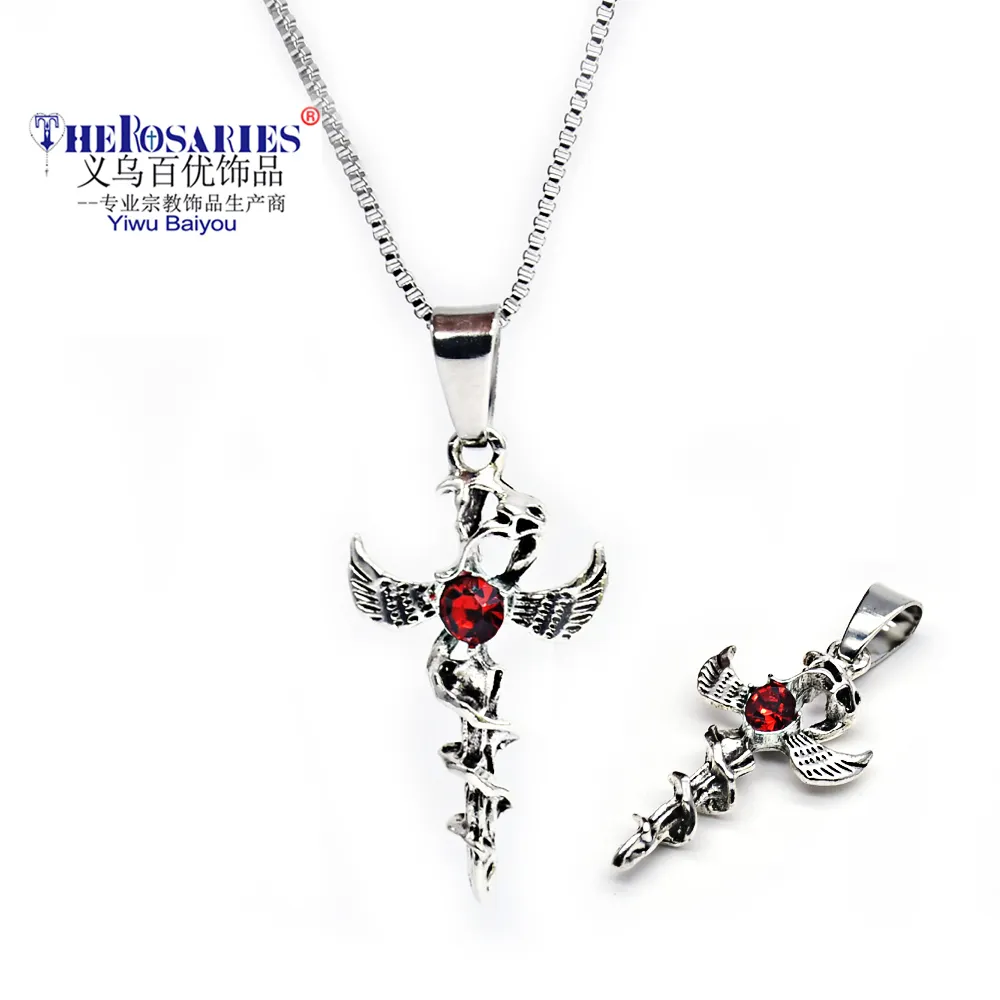 Angle Heart Cross Necklace The Vampire Diaries Pendant Fashion Religious Jewelry Necklace