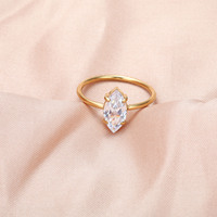 Bague œil de cheval en acier inoxydable doré pour femme, incrustée de zircone cubique, personnalisable, de haute qualité, vente en gros