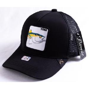 Cappello Trucker Benile in Tessuto a Rete, Regolabile, Unisex, per Pesca e Casual, a 6 Pannelli con Ricamo del Tonno sul Pannello Frontale - Product Image 1