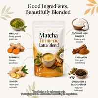 Poudre de Latte Matcha Curcuma Noix de Coco avec Poivre Noir Cannelle Cardamome pour un Bien-être Chaleureux